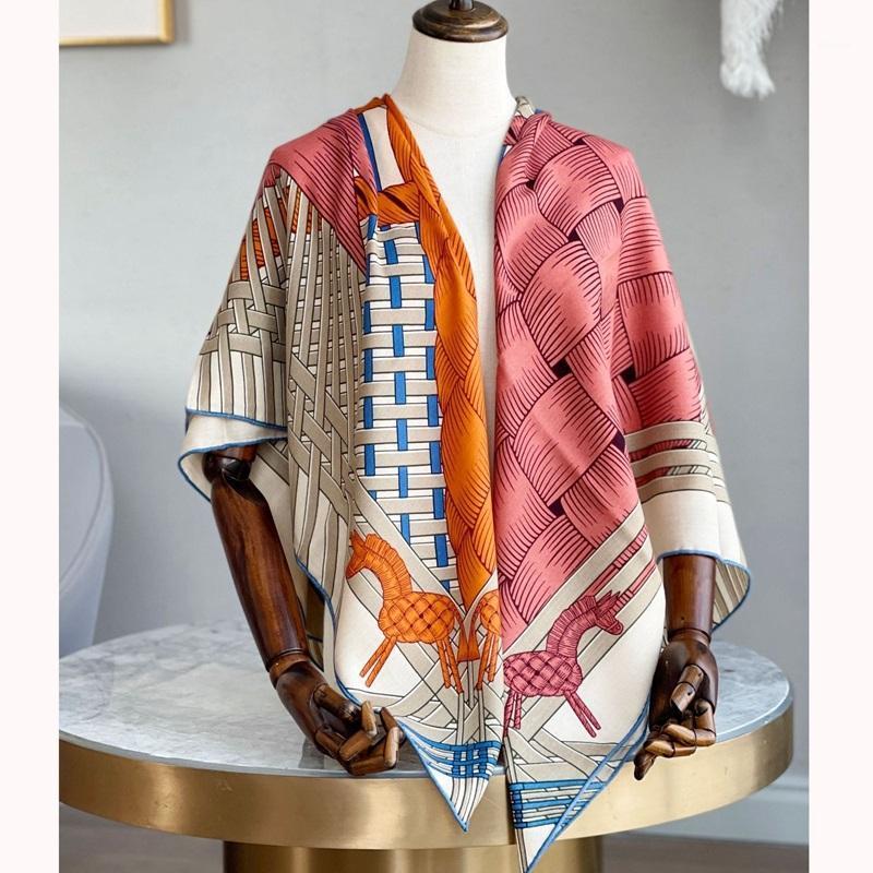 

Scarves Horse Print Cashmere Blanket Scarf Shawl Cape For Women Winter Warm Pashmina Wraps Foulard 132*132cm, Blue;gray