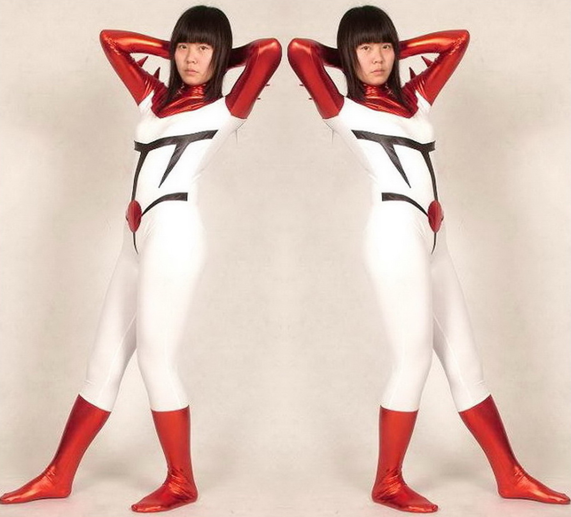 

Red/White Shiny Lycra Metallic Cardcaptor Sakura Catsuit Costume Sexy Women Tights Body Suit Costumes Outfit Halloween Party Fancy Dress Cosplay Bodysuit P260