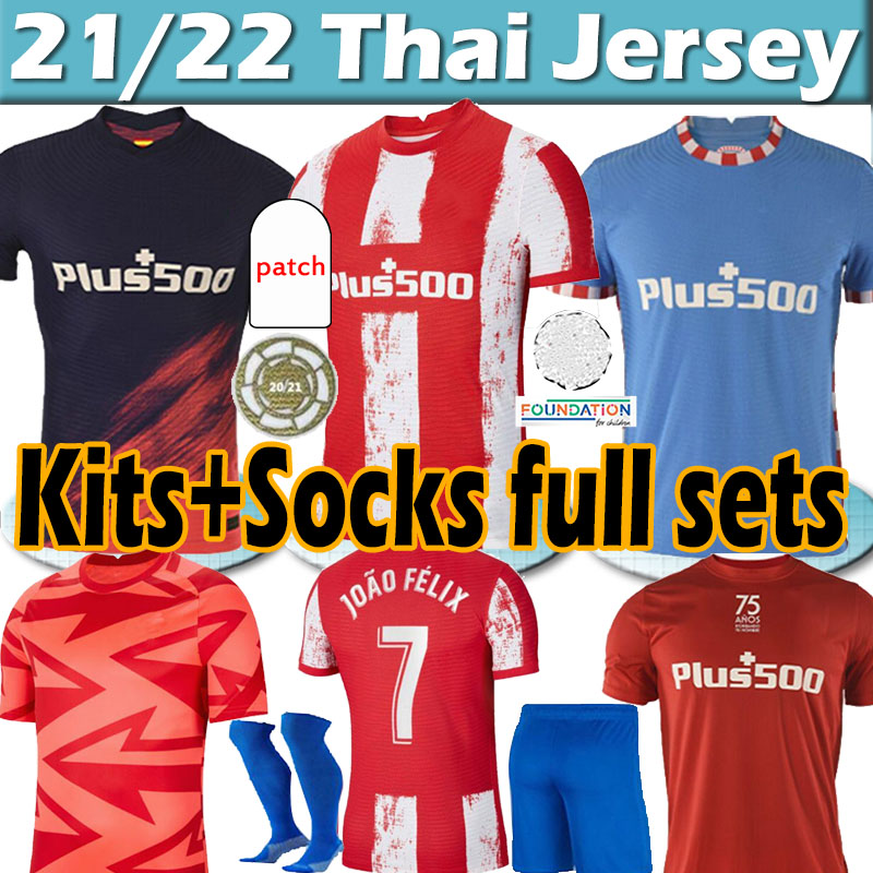 

21/22 Atletico Soccer Jerseys JOAO FELIX SUAREZ KOKE Madrid 75th jersey 2021 2022 Champion camisetas de fútbol Men kids kits socks full sets fooball shirt Thailand, 20 21 3rd