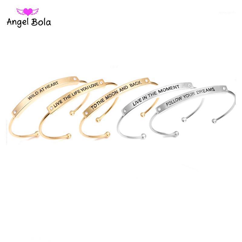 

Charm Bracelets 2021 Est Quotes Mantra Open Fashion Women Female Inspirational Jewelry Bracelet Gifts Drop1