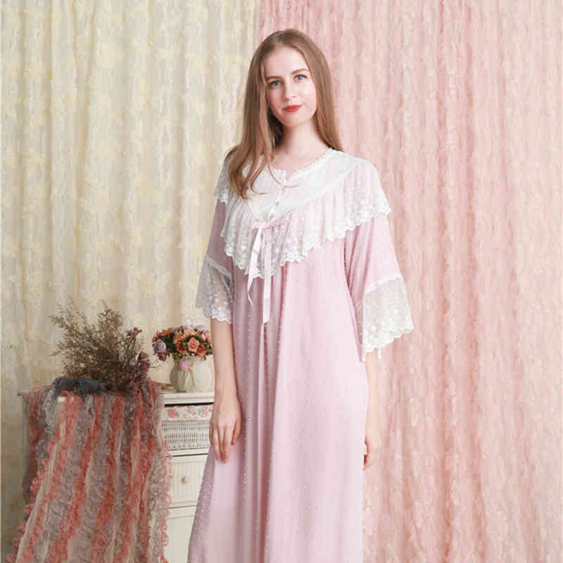 Women&#039;s Sleepwear Home Women Lace Cotton Nightgown Romantic Long Nightgowns Plus Large Size Lady Night Gown 3887-image-695855704