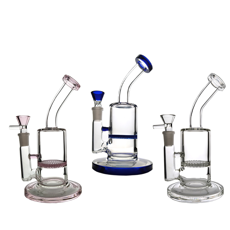 

14mm Joint Dab Rig Glass Bong Hookahs Water Pipes quartz banger bowl 3 Colors Bongs Heady Mini Pipe wax Oil Rigs small bubbler Hookah beaker LXMD21401