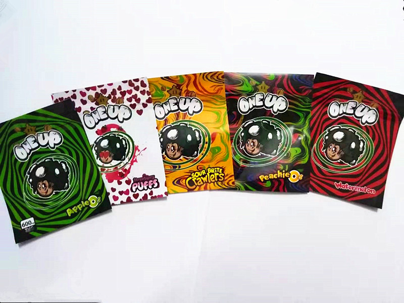 

empty Oneup mylar bag edibles packaging 9*9cm zipper resealable 5 designs