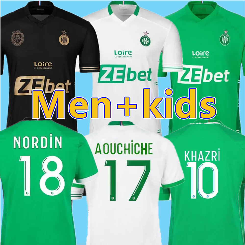 

2021 2022 kids kit maillot ASSE Soccer Jersey YOUSSOUF DIONY BOUDEBOUZ 21-22 AS Saints-étienne BOUANGA KHAZRI HAMOUMA SALIBA Men Football shirt full set socks kids, Away man 2