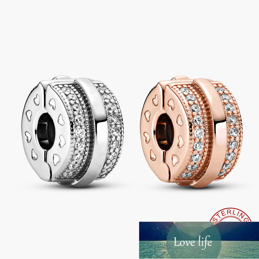 

925 Sterling Silver Signature Sparkling Pavé Lines & Logo Clip Charm fit for Original Luxury Panbrand Bracelet Jewelry Making Factory price expert design Quality