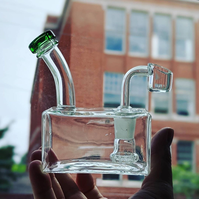 

Mini Cube Glass Bong Pipe Smoking with 14.4 mm Male Quartz Banger Nail Hookah Smoke Oil Rig Bubbler