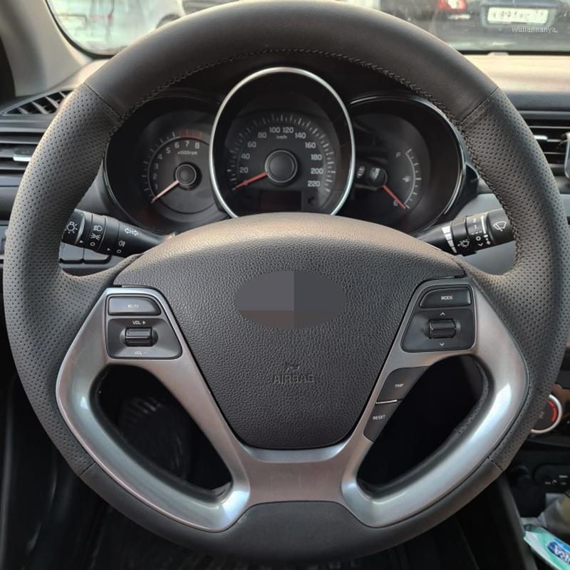 

Steering Wheel Covers Non-Slip Black Genuine Leather Car Cover For Kia 2013 K2 Rio 2022 Ceed Cee'd 2012-2022 Cerato 2013-2022
