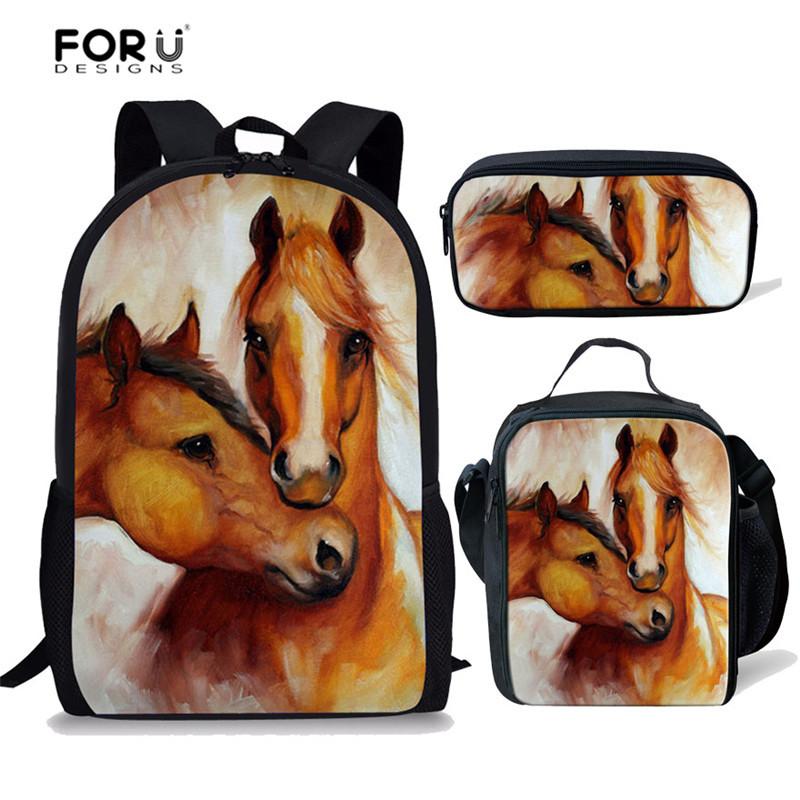 

Horse Printing Animal School Bags Children's Backpack For Girls Kids Bag Schoolbag Satchel Teenager Students Boys