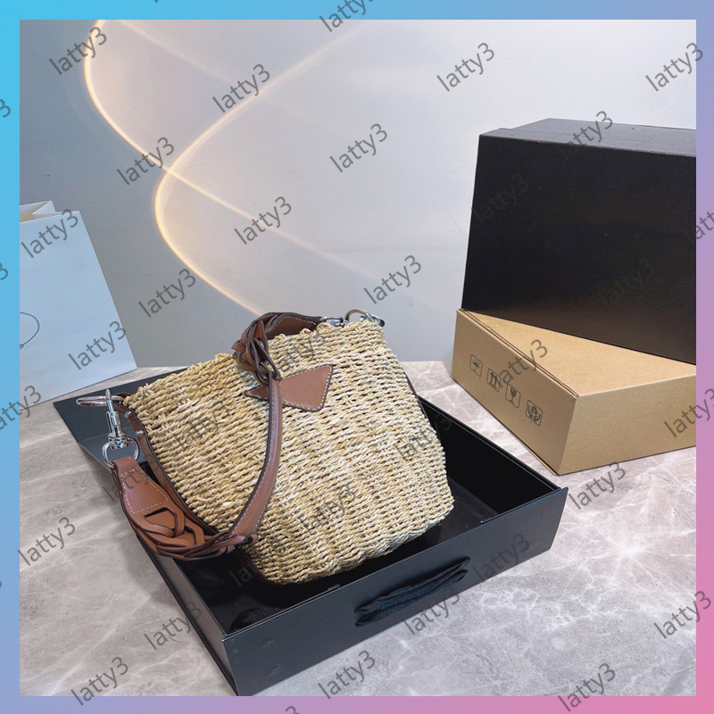 

8 Styles Spring Summer Beach Wicker Woody Canvas Tote Womens Designer Shoulder Bag Fashion Shopping Totes Crossbody Bags Designers Handbags, Box