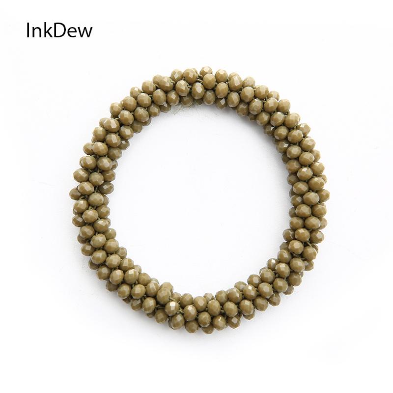 

Beaded, Strands INKDEW 2021 Trendy Simple Beads Handmade Strand Bracelets For Women Gift Crystal Elastic Bangles Jewelry Boho, Black