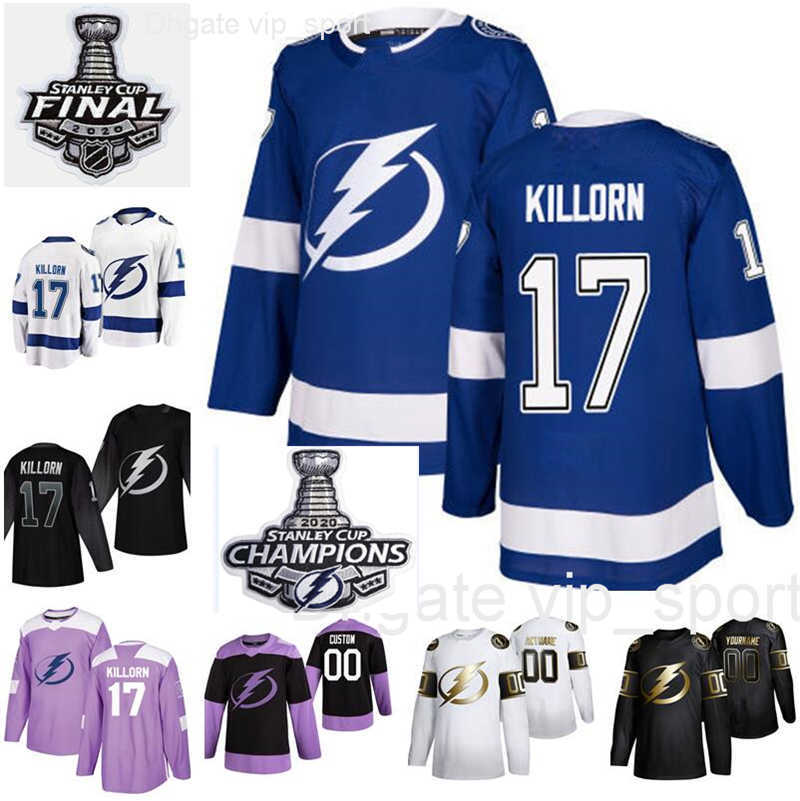 

Stanley Cup 2020 Champions Finals 17 Alex Killorn Jerseys Men Women Kids Tampa Bay Lightning Hockey Blue Team White Black Man Youth Woman