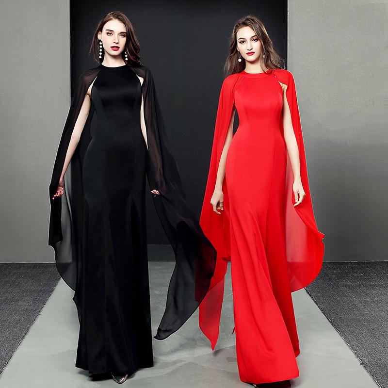 

Casual Dresses Solid Womens Wedding Party Dress O-Neck Evening Cheongsam Floor-Length Elegant Qipao Long Gowns Retro Vestido -XXL, Black