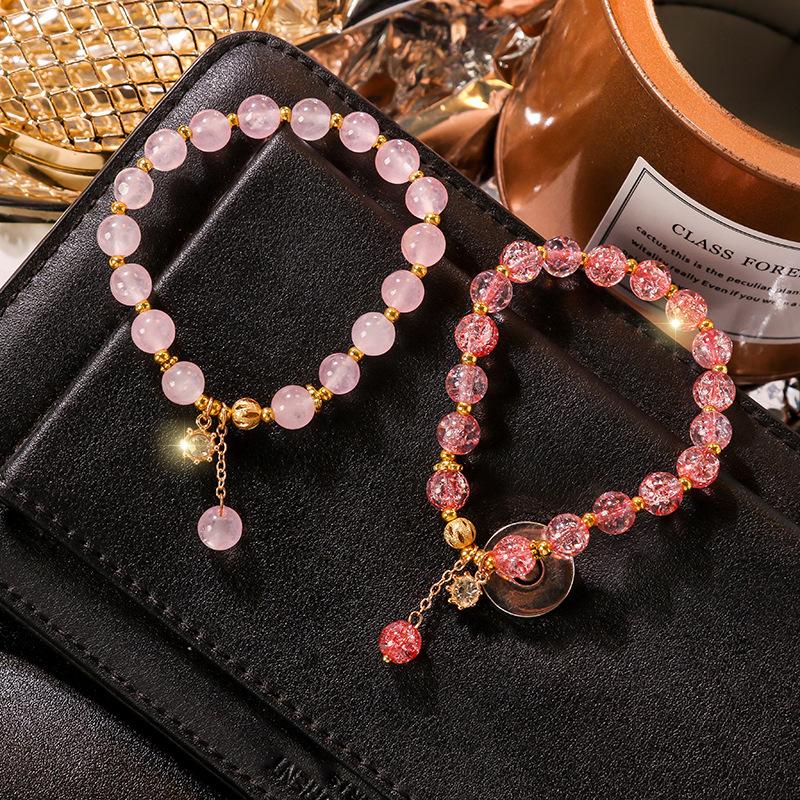

Charm Bracelets 2021 Trendy Pink Red Beaded Elastic Summer Fashion & Bangles Friend Gifts Jewelry Girls Bracelet