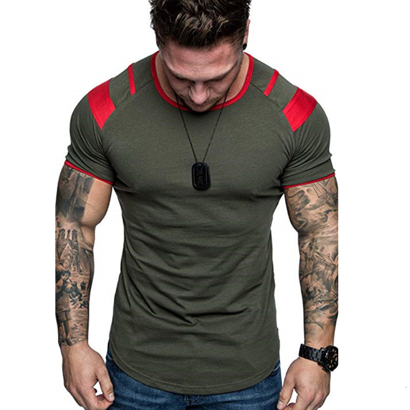 

Men's T-Shirts tshirt men Spring Summer Pleats Slim Fit Raglan Patchwork Short Sleeve t-shirt Pattern Cotton Casual shirt Sport Tops, 5#
