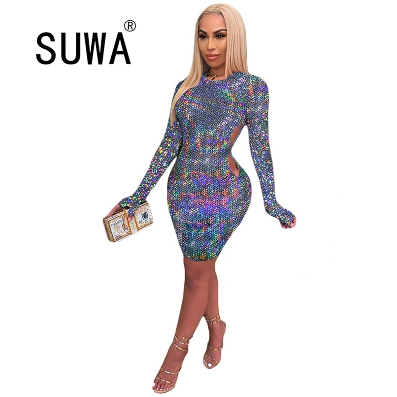 

Recommend Korean Style Bodycon Mini Women Dresses Free Long Sleeve Party And Wedding Lady Wholesale 210525, Multi