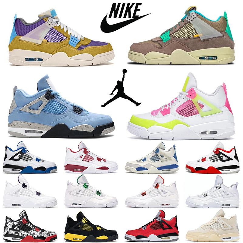 

Air Jordan 4 Retro 4S Arrival Wholesale Jumpman White Cement Cactus Jack Men Womens Basketball Shoes Neon Court Purple Bred Mens Trainers Sports
