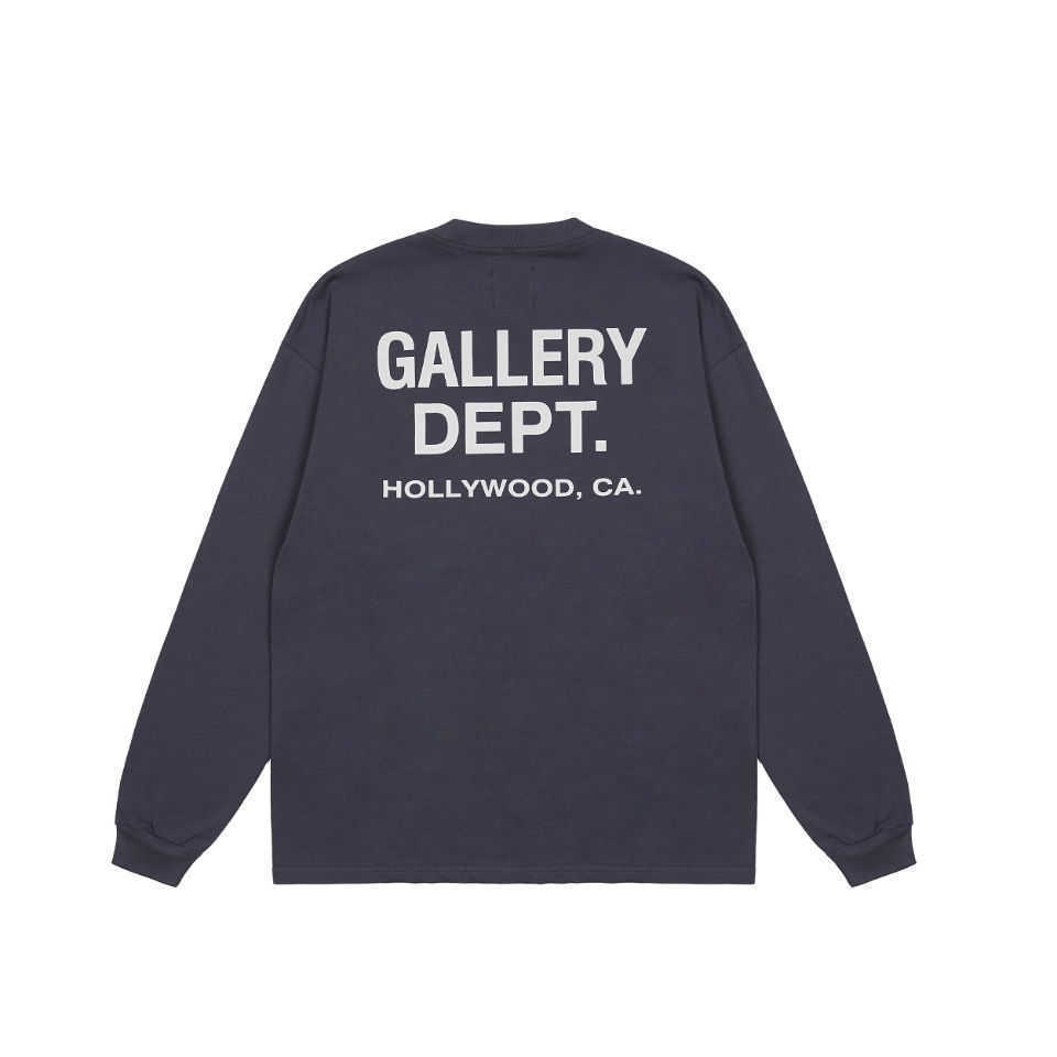 

Correct version of Tee Gary dept letter slogan printing trend loose long sleeve fog high street T-shirt backing shirt, Iron gray (channel hard goods)