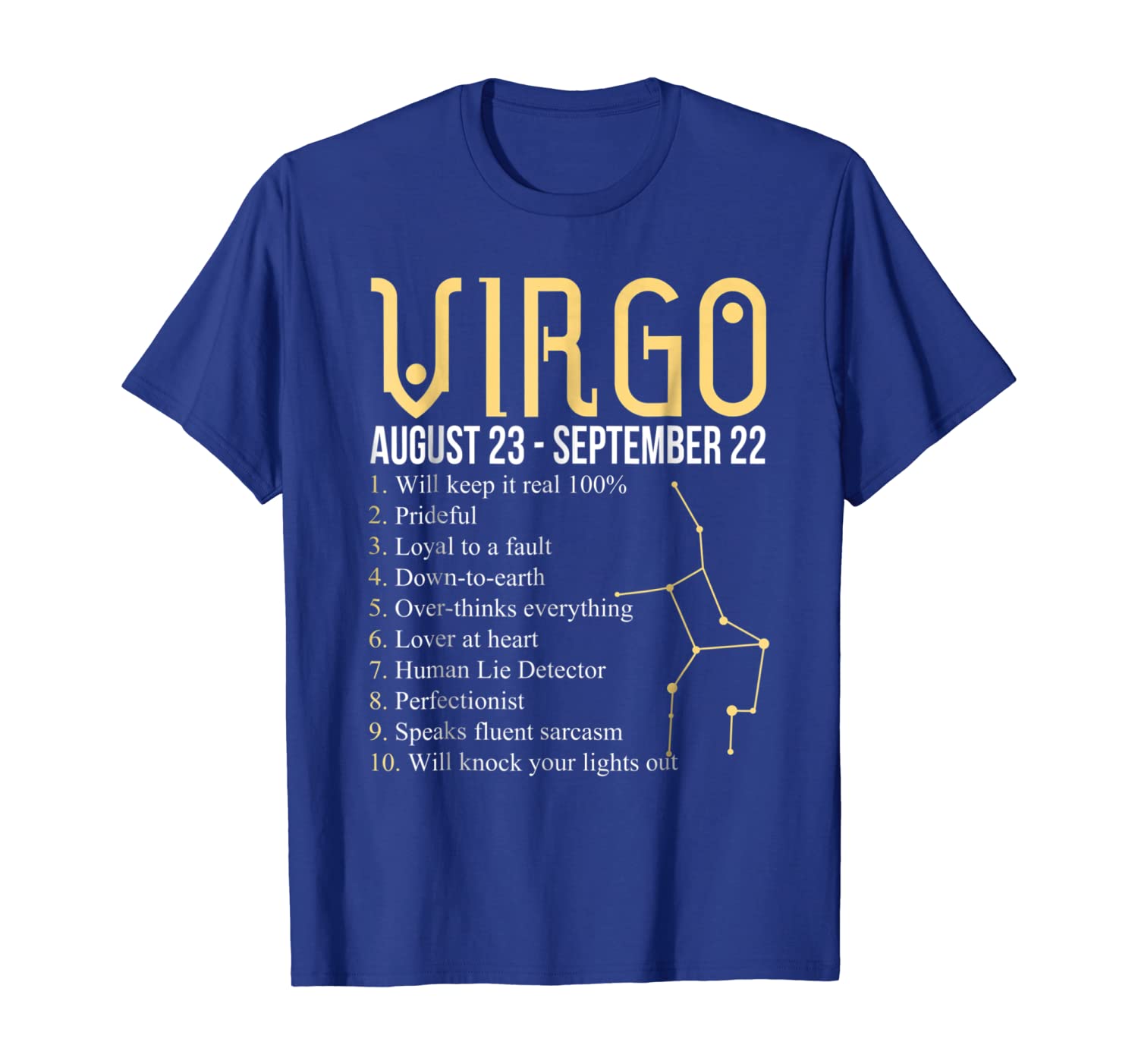 

10 Things About Virgo Constellation T-Shirt, White;black