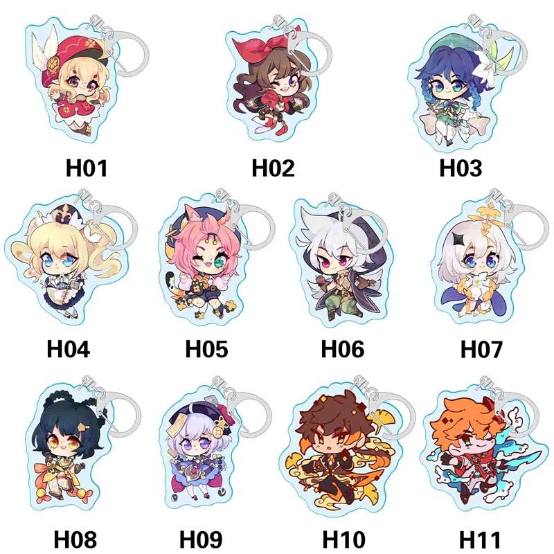 

Keychains 11 Style Fashion Anime Genshin Impact Zhongli Diluc Venti Paimon Keychain Base Acrylic Stands Keyring Gift For Fans