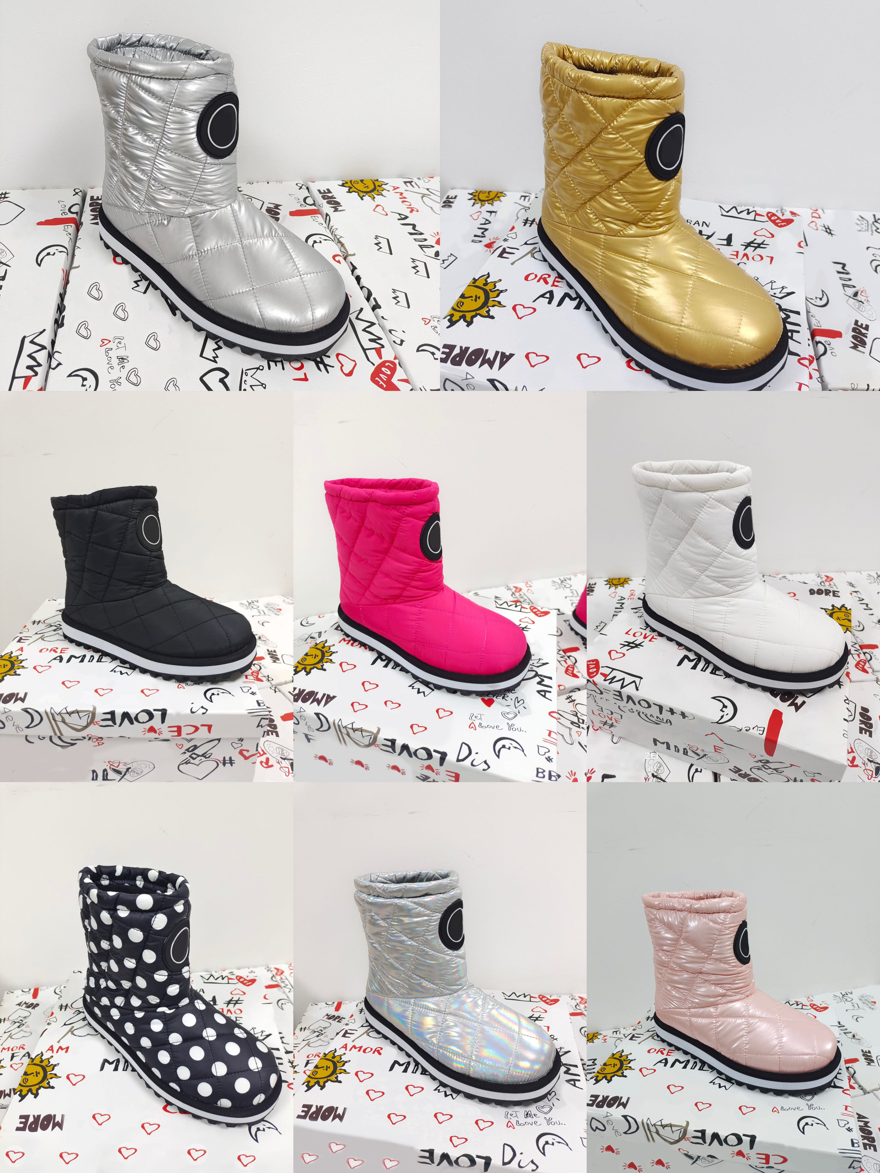

2021 winter women's flat bottomed snow boots multi color versatile classic style warm size 35-42, Color 1