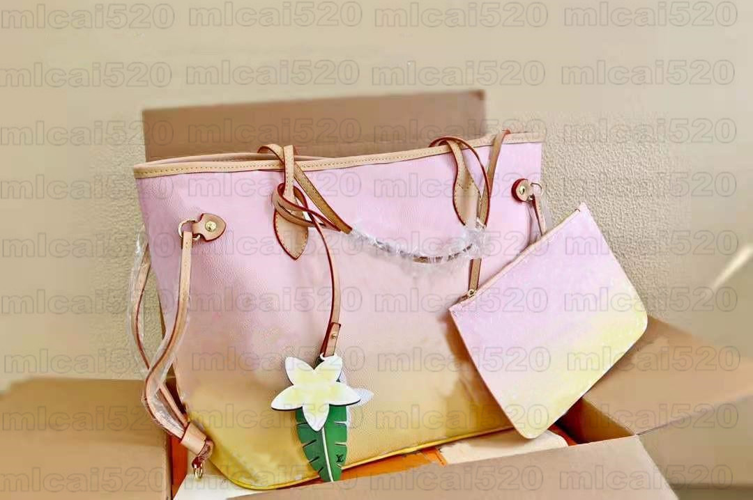 

Designer MM 2pcs Tote Composite Shoulder Bag Gradient Leather Canvas Shopping Handbag With Wallet Duplex Printing Purse Brume Gray M45680 M45678, No bag;for different fees only