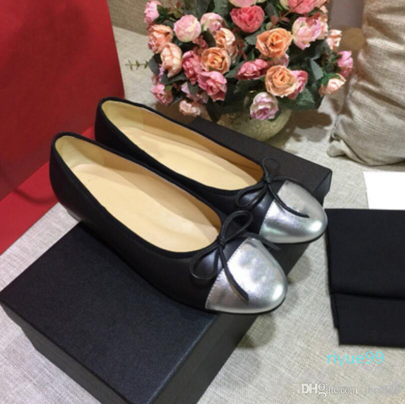 

Fashion- classic Ballet shoes Genuine soft Leather Rhombic Ladies Bow woman Dress shoes Letter Classic woman Sheepskin Flat boat shoes size, All black + rhombus