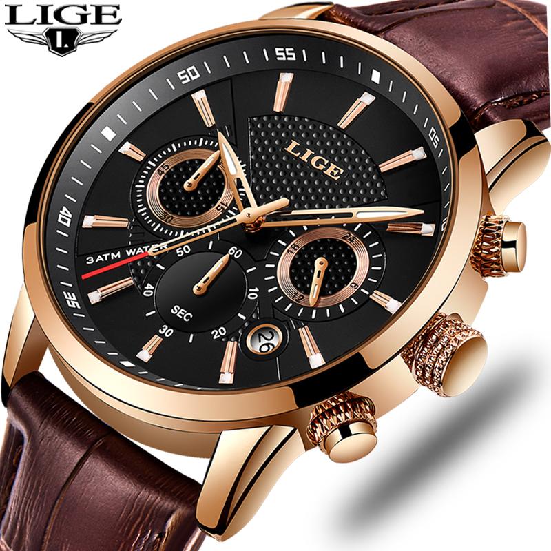 

Wristwatches LIGE Relogio Masculino Gift Mens Watches Top Men Military Sport Wristwatch Leather Quartz Watch Erkek Saat 2021, Silver blue