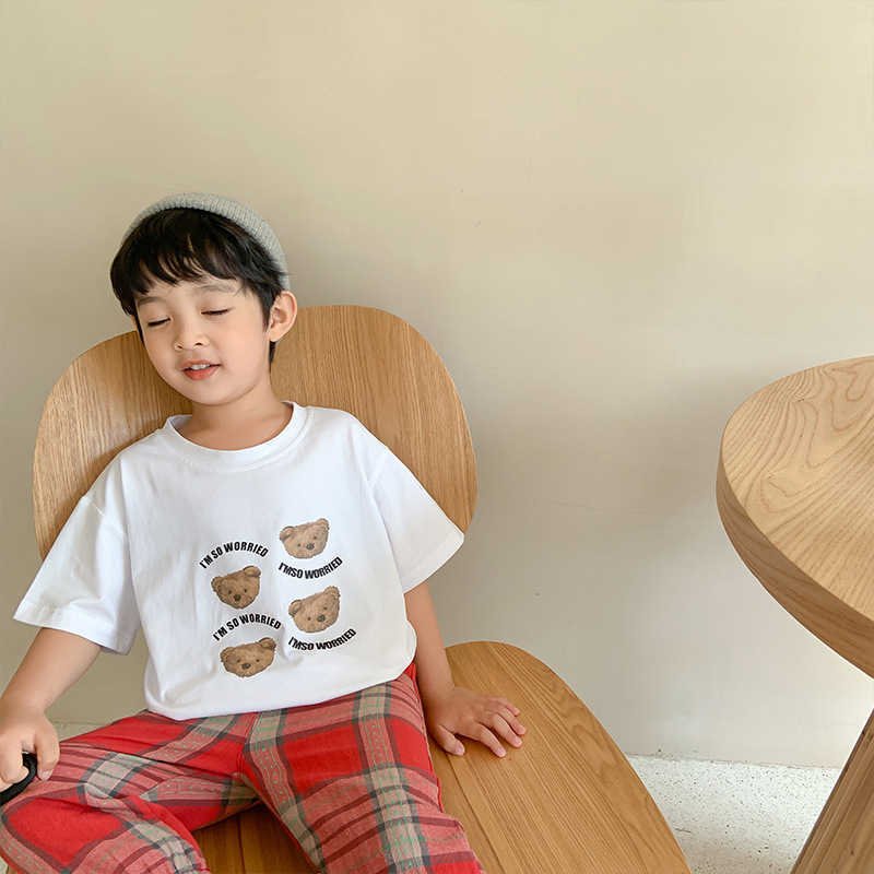 

Summer baby boys cartoon short sleeve T shirts cotton loose cool Tees kids clothes 210615, White