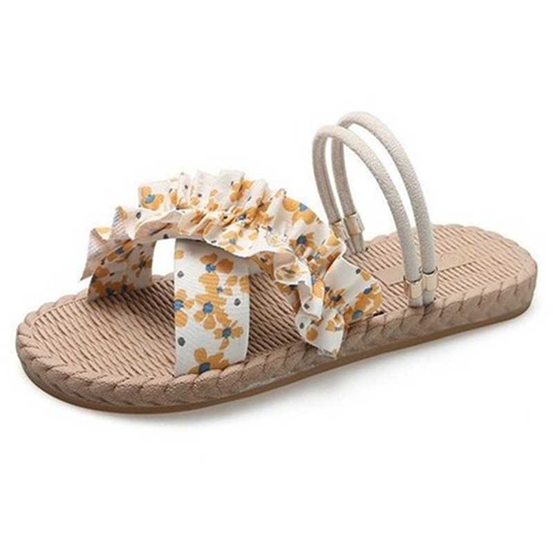 

Women Summer Casual Slides Comfortable Flax Slippers Striped Bow Linen Flip Flops Platform Sandals Ladies Indoor Shoes 35-40 210611, Black