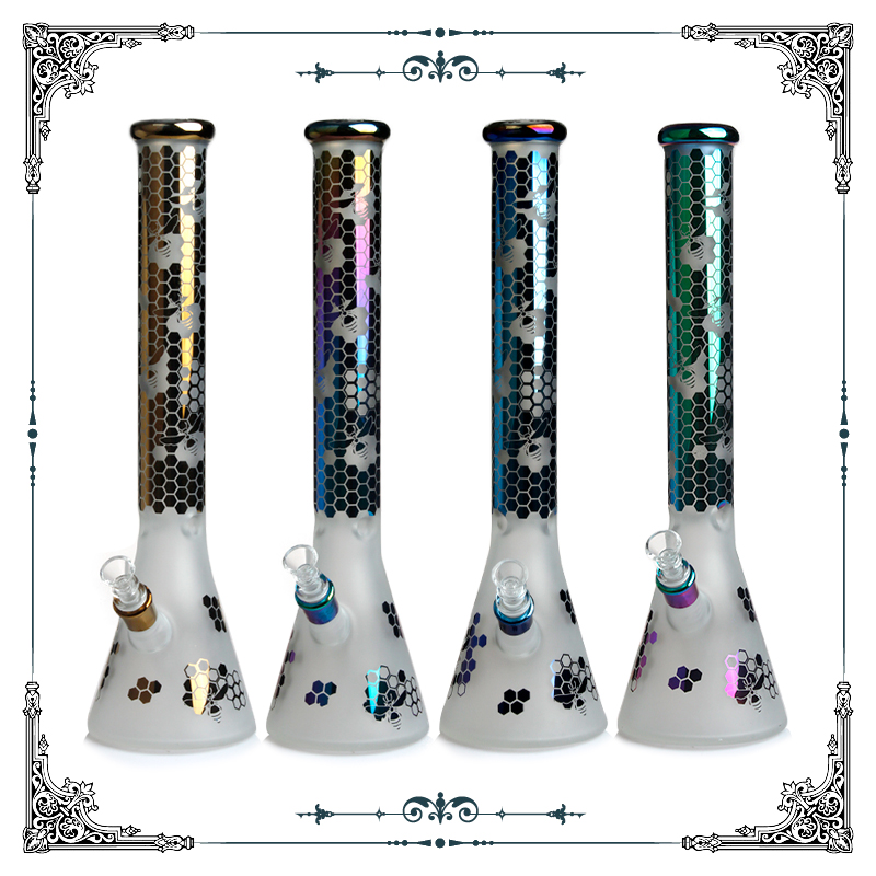 

18 inches tall bong glass water pipe glass big bongs Sandblast smoking bong 7mm thick glass mixed design oil rigs
