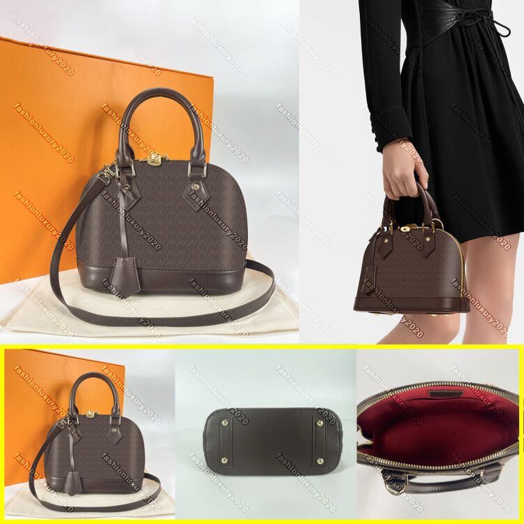 

Brown Grid Women Bags Handbags Womens Shoulder Bags Messenger Bag Leather Totes Shell Purse Ladies Cosmetic Crossbodys With Padlock and keys 26CM