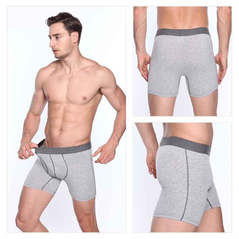 

Men's 3 Pack Performance Boxer Short Long Leg Underwear With Opening Pouches Flexible Trunks Pant Male Cotton Briefs For Sport Underpants, Grey