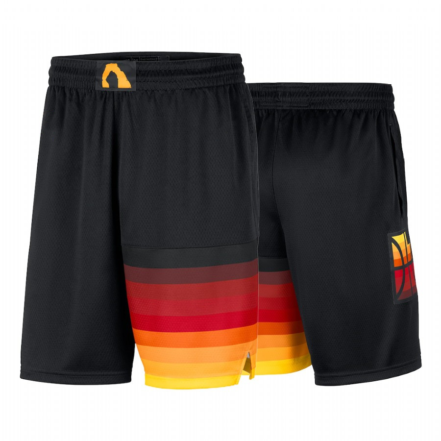 

UtahJazzMen City 2020-21 Pants Black Performance Basketball Shorts, Black;red
