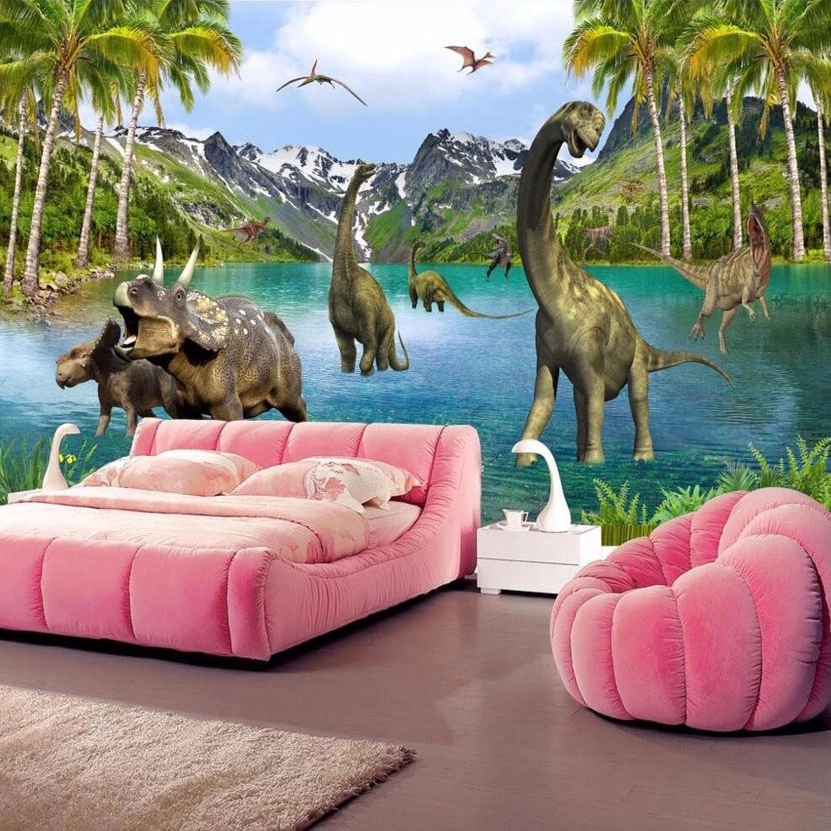 

Custom Photo 3D Stereo Animal Dinosaurs Non-woven Painting Living Room Sofa Bedroom Murals Wallpaper Waterproof, Brown