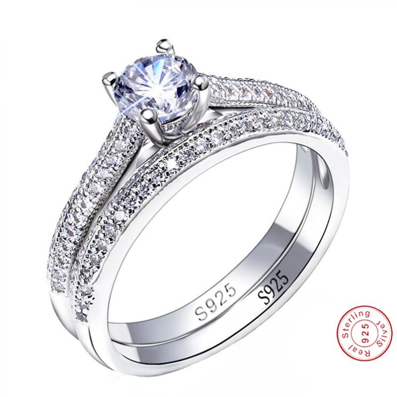 

Cluster Rings Fine Jewelry 100% Original 925 Sterling Silver Set For Women Cubic Zircon Engagement Wedding Gift