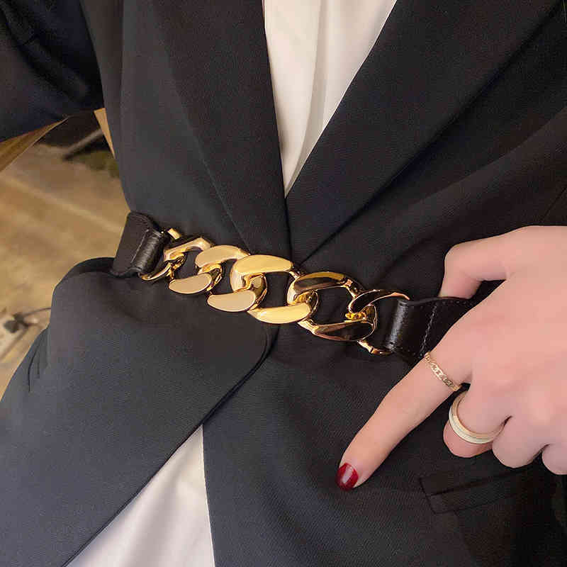 

Gold Chain Belt Elastic Silver Metal Waist Belts for Women High Quality Stretch Cummerbunds Ladies Coat Ketting Riem Waistband, Black;brown