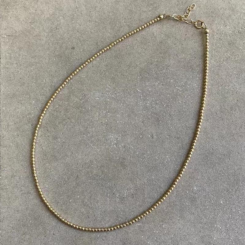 

Chokers Minimalist Classic Golden Beaded Necklace Handmade Stainless Steel Beads Copper Plating 18k-Gold Choker Simple All-match