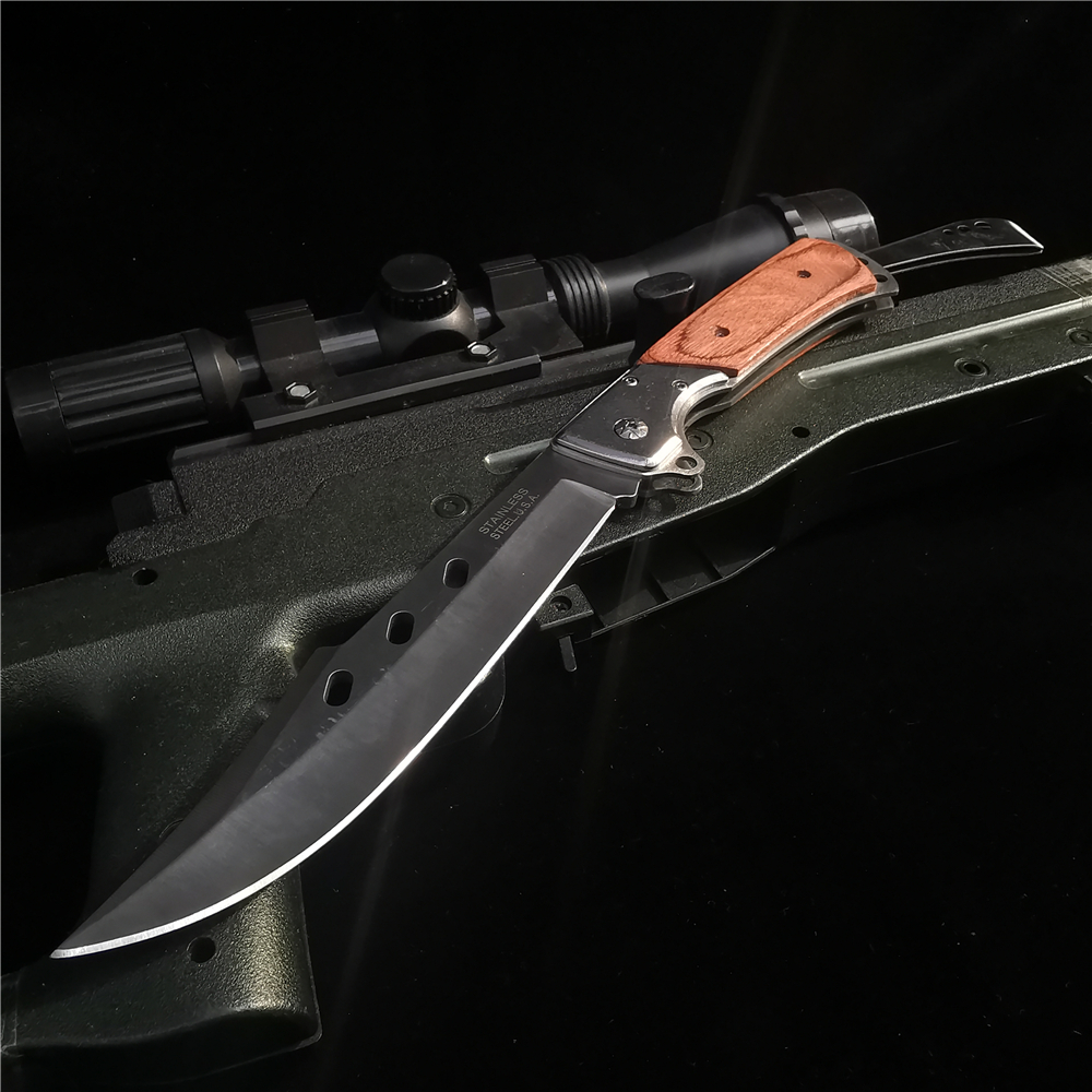 

58HRC Foding Bade Knife 8cr15mov Stee Wood Hande Foding Surviva EDC Too Camp Hunt Outdoor Pocket Fruits Utiity Knife