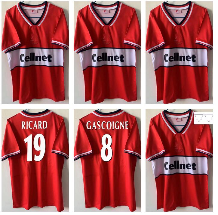

1998 1999 Middlesbrough home soccer jerseys retro 98 99 GASCOIGNE QUEUDRUE SOUTHGATE JUNINHO RICARD football shirt Vintage Classic commemorate antique uniform