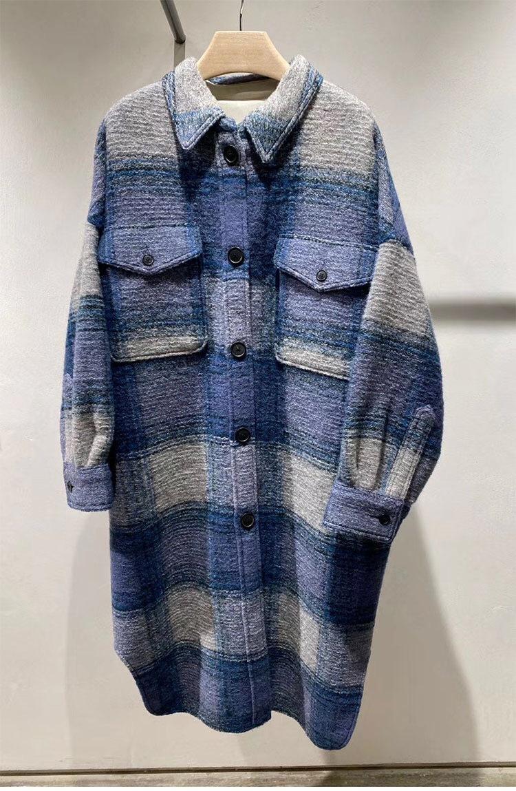 

Women' Wool & Blends Coat 2021 Women Autumn And Winter Style Loose Fashion Big Plaid Woolen, Beige