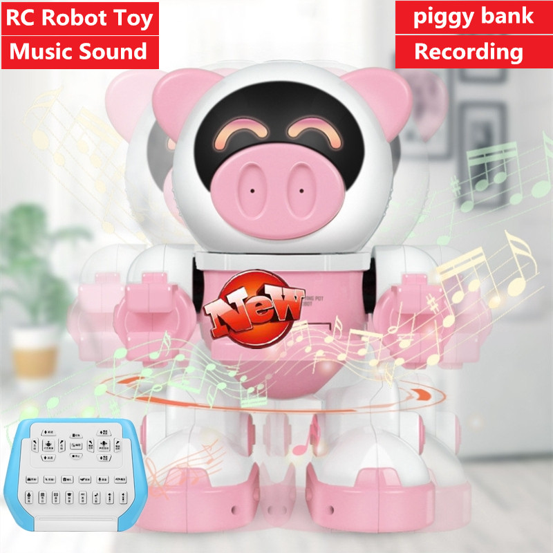 

Electric Music Speaking Robot Programable Educational parent-child play Toy Remote Control Robot Can Save Money Recording robot, Blue