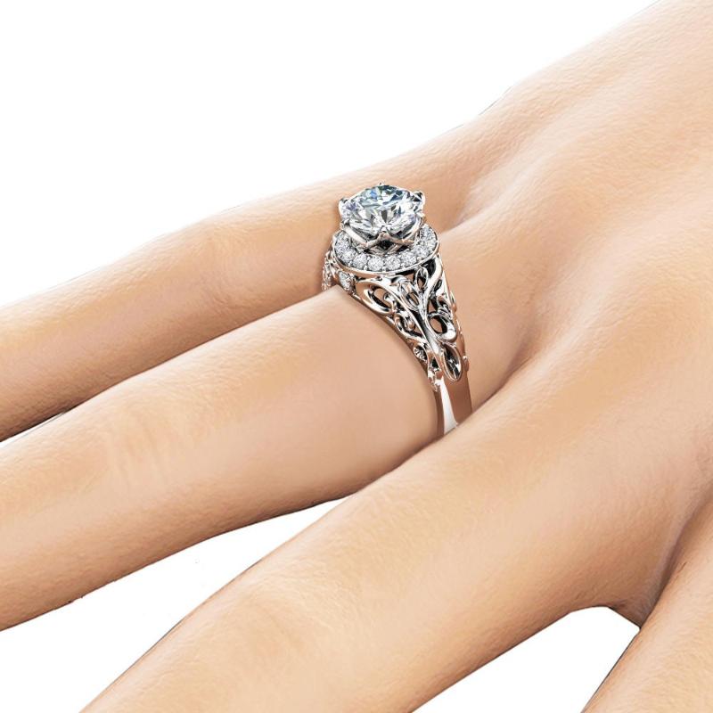 

Cluster Rings Hollow Diamond Anillos De Ring Wedding Gift Engagement Jewelry Bague Etoile Bizuteria Gemstone Amethyst Diamante Jade Big, Golden;silver