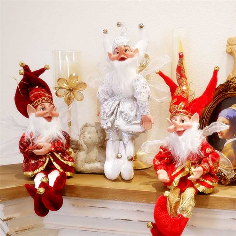 

ABXMAS Elf Doll Toy Christmas Pendant Ornaments Decor Hanging On Shelf Standing Decoration Navidad Year Gifts 211018