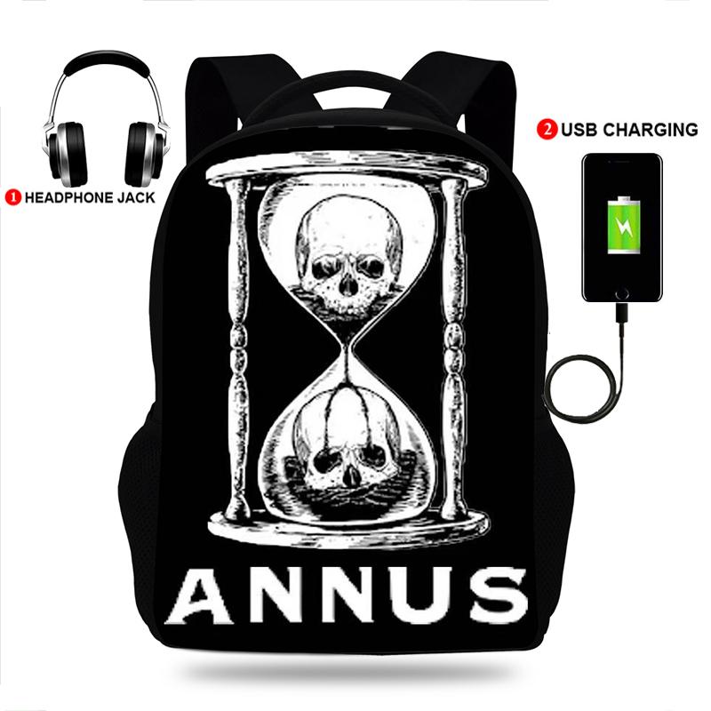 

Charge Bag Students School Backpack USB Charging Bags Unus Annus Tv Print For Boys Girls
