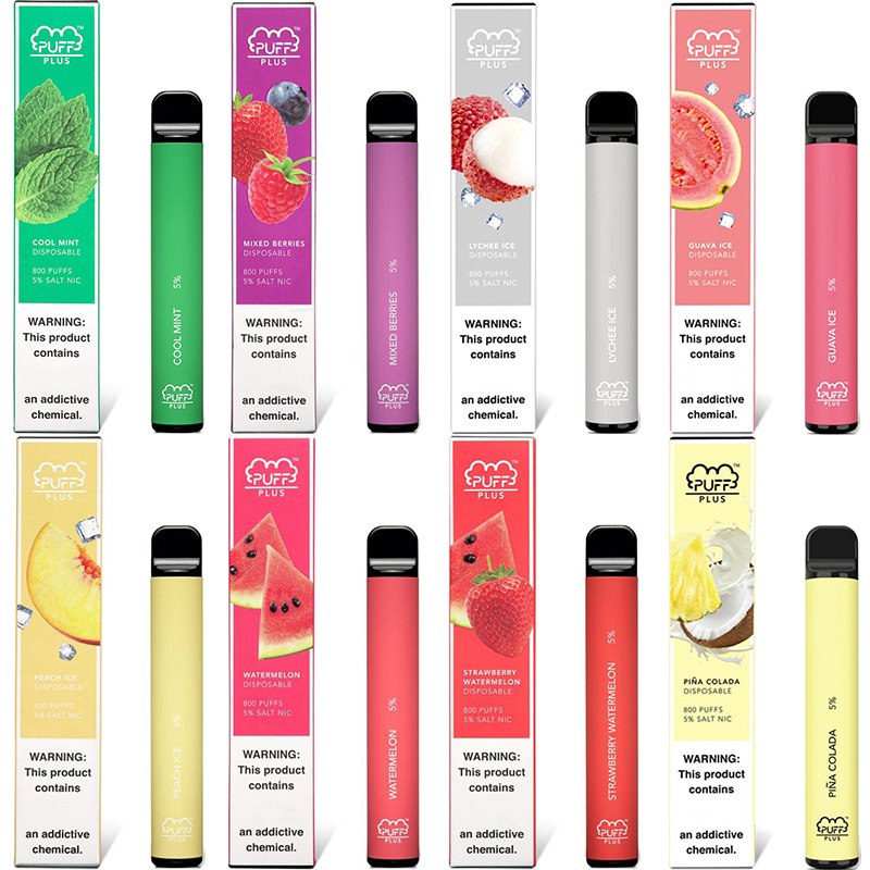 

Puff Bars Plus Disposable Vape e cigarettes Device empty Pod Starter Kit Upgraded 550mAh Battery 3.2ml Cartridge mix flavors