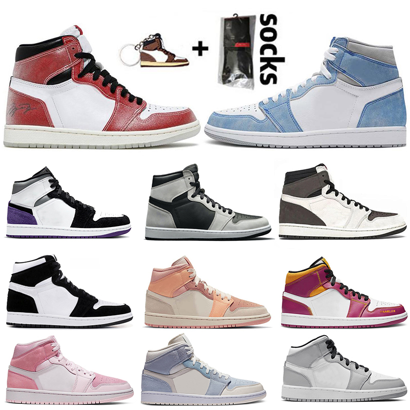 

Top Fashion Women Mens Basketball Shoes 2021 With Socks Jumpman 1 1s High OG Hyper Royal Shadow 2.0 Patina Travis Digital Pink Barely Orange, White;red