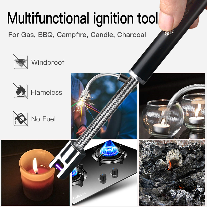 

Arc Eectric ighter USB Rechargeabe ong 360 Rotation for Kitchen Gas Stoves BBQ with ED Battery Dispay
