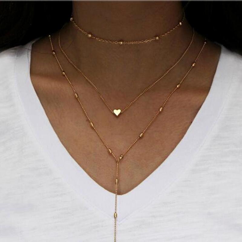 

Pendant Necklaces Yingwu Fashion Accessories 2021 Size Electroplated Heart Necklace Beautiful Multi Layer Long