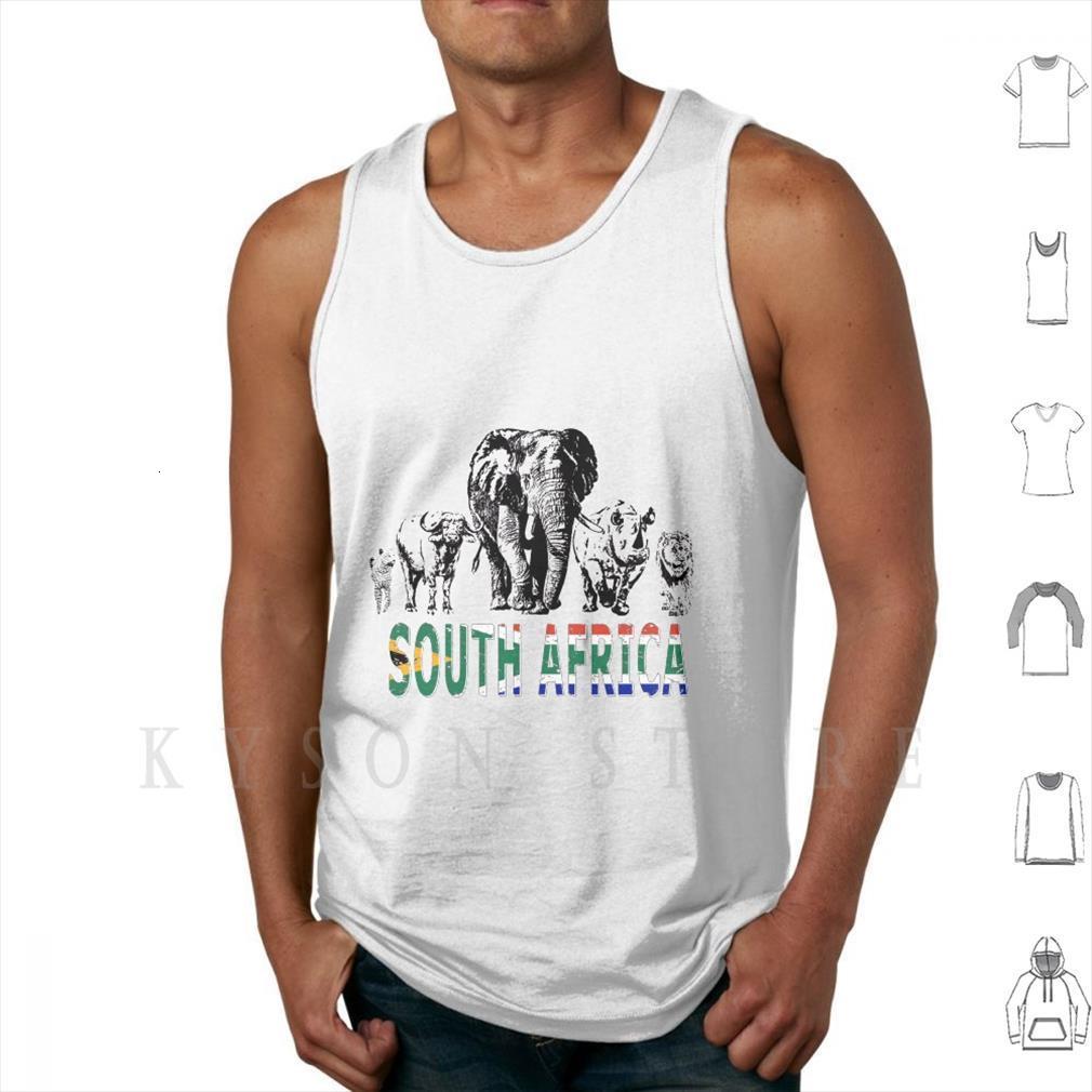 

africas big five for south africa fans tank vest sleeveless 5 wildlife saffer flag black, White;black