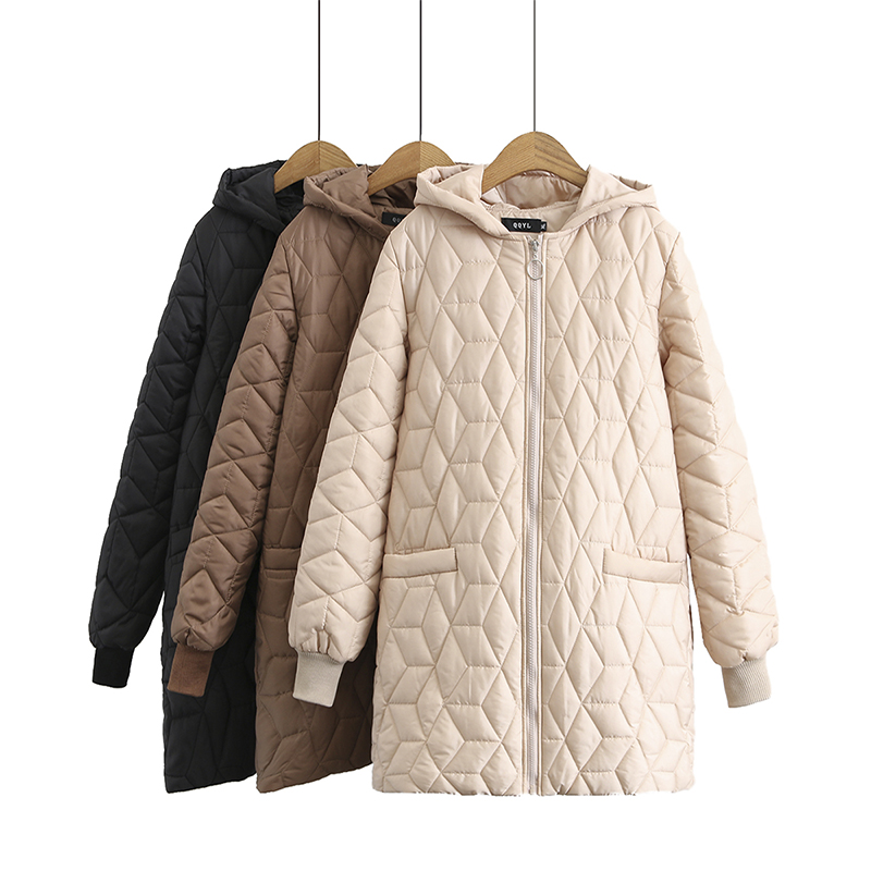 

2021 High Quality Spring Autumn Fashion Casual Thin Parka European Long Size Hooded Jackets, Black